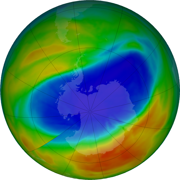 Antarctic ozone map for 20 September 2017
